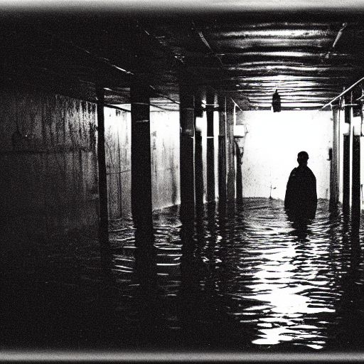 KREA - a flooded creepy empty basement hallway, craigslist photo