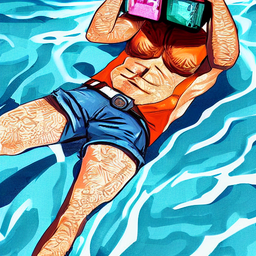 prompthunt: Main character of Hotline Miami video game sunbathing at the  beach, digital painting, detailed, realism