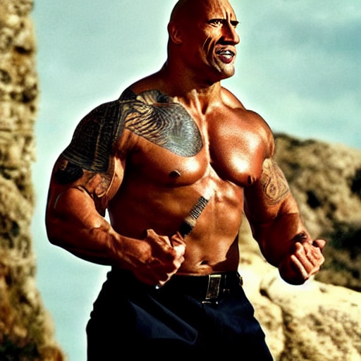 dwayne johnson raises his eyebrow, Stable Diffusion