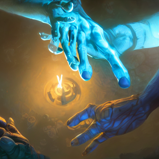 prompthunt: glowing magic hands with fingers floating in the air, fingers,  fingers, fingers, fingers, fingers, fingers, hands, glowing fingers, blue  theme, bright art masterpiece artstation. 8 k, sharp high quality artwork in