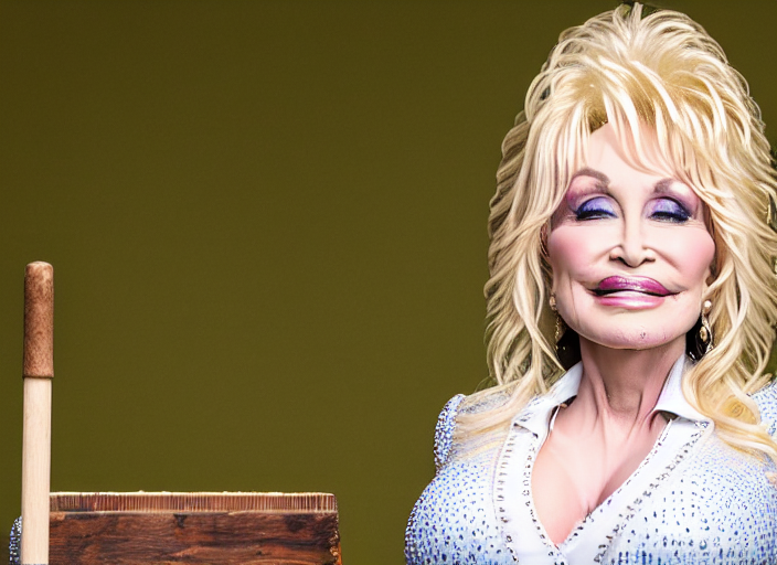 photo still of dolly parton at the county fair!!!!!!!! at age 3 6 years old 3 6 years of age!!!!!!!! with a giant test your strength mallet, 8 k, 8 5 mm f 1. 8, studio lighting, rim light, right side key light
