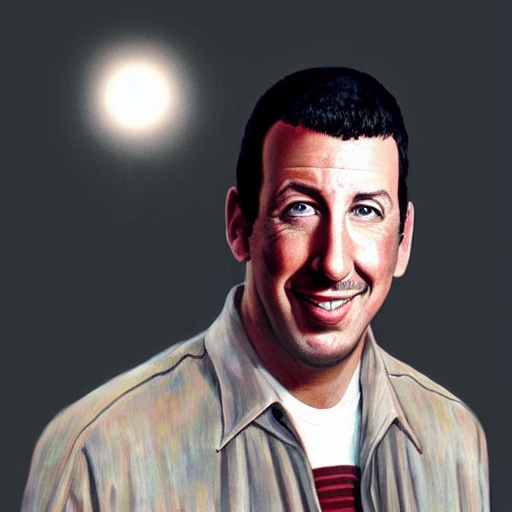 a portrait of adam sandler, but his head is a large white egg, by stanley lau and greg hildebrandt