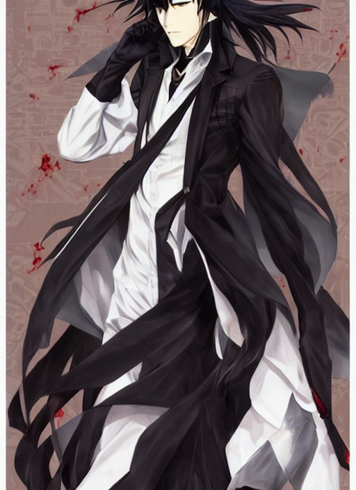 Anime Vampire Guy With Black Hair And Red Eyes