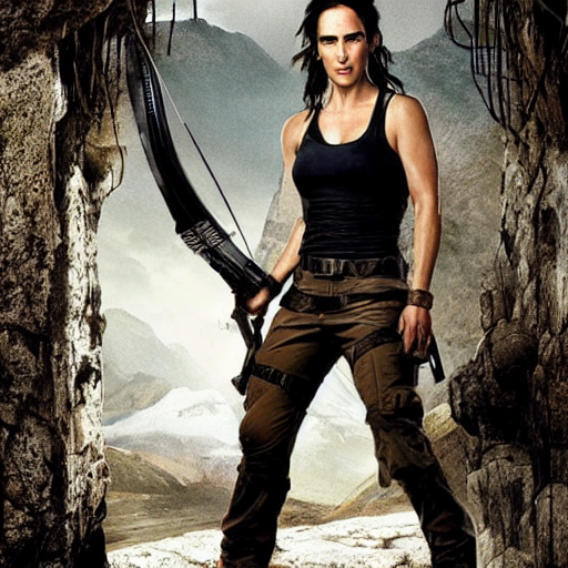 prompthunt: Jennifer Connelly plays Lara croft, promo poster, movie poster,  cool pose