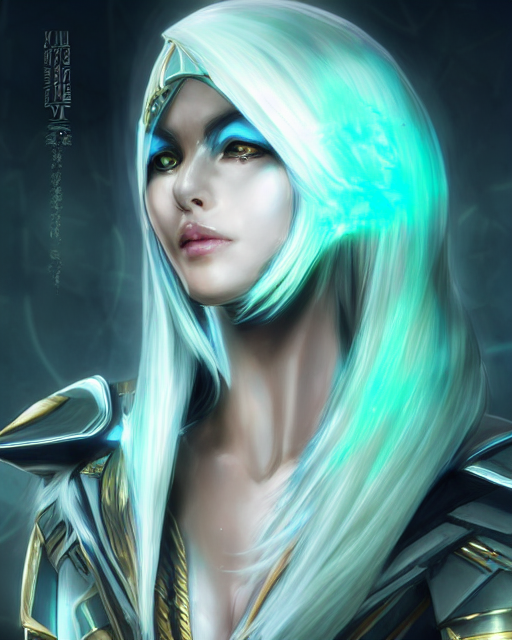 perfect white haired attractive egyptian goddess, warframe armor, beautiful, symmetric, dreamy, half asian, pretty face, green eyes, charlize theron, detailed, scifi platform, laboratory, experiment, 4 k, ultra realistic, epic lighting, android body, illuminated, cinematic, masterpiece, art by akihito tsukushi, voidstar
