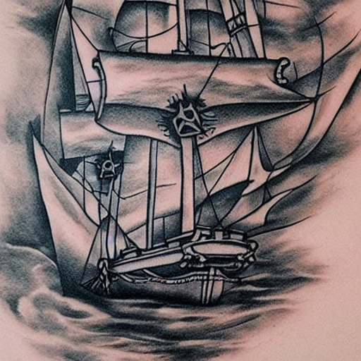 Simple Ship Tattoo Design