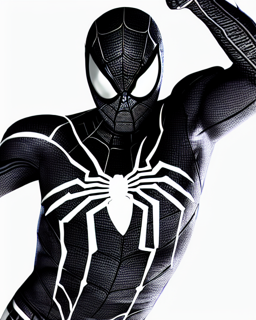 prompthunt: photorealistic, hyperdetailed sketch of black spider - man suit  with white webbing by insomniac games