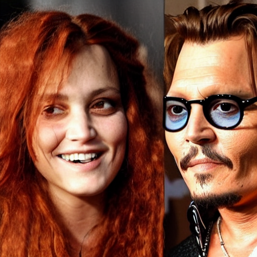 prompthunt johnny depp with his new girlfriend with ginger hair.