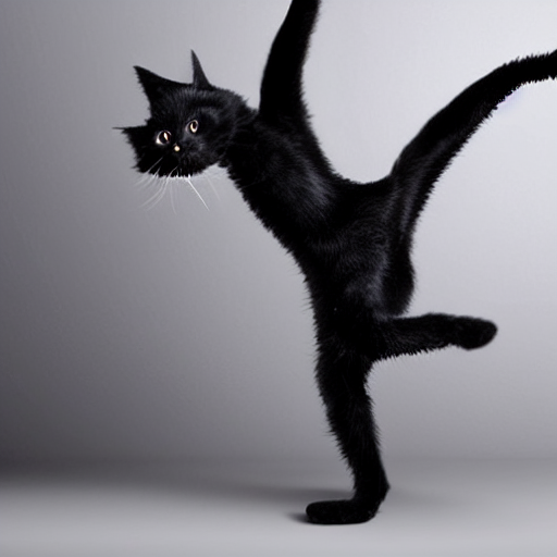 prompthunt a photorealistic cute black cat dancing vogue dance