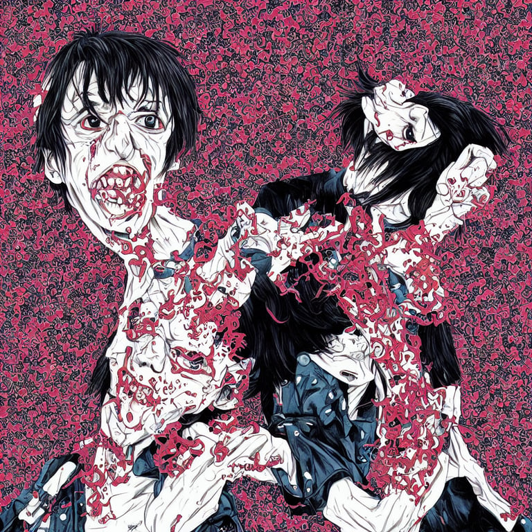 portrait of Playboi Carti as a vampire, art by guro manga artist Shintaro Kago
