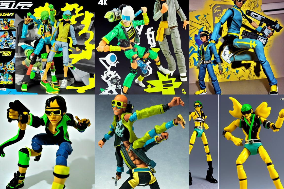 prompthunt: Jet Set Radio as a 1980's Kenner style action figure