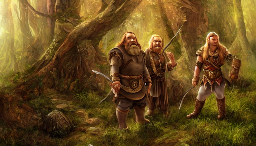 prompthunt the dwarf gimli and the elf legolas in lothlorien, realm of