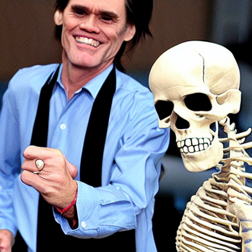 jim carrey dancing with a skeleton