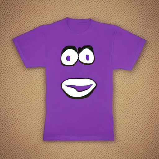 prompthunt: a purple t-shirt with a cartoon face