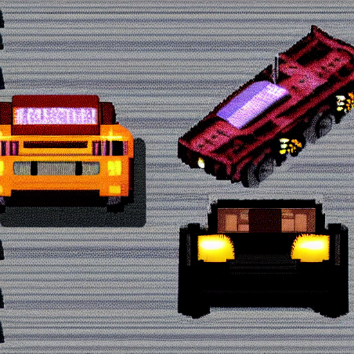 prompthunt Blade runner 2042 car chase scene, cinematic, pixel art