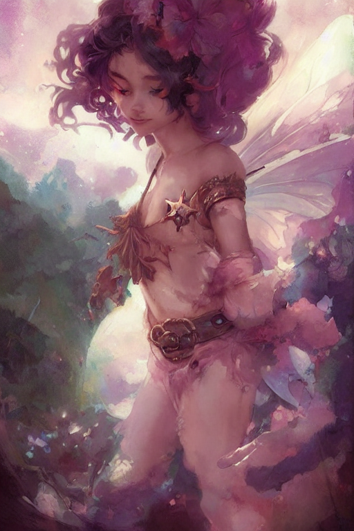 a portrait of a cute magical fantasy fairy girl by Frank Frazetta, WLOP and ross tran