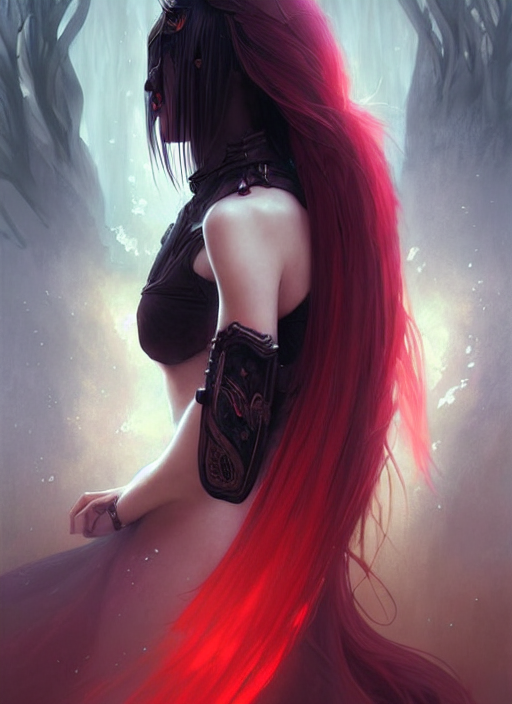 Long Undercut Anime Hair (Red)