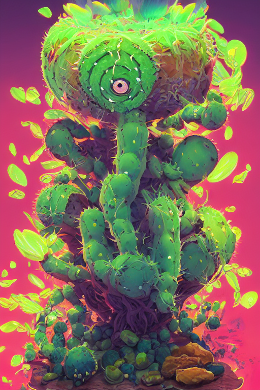 Graphic of Roots Cactus Sushi Cristal Smurf Ghost Creature Animal
