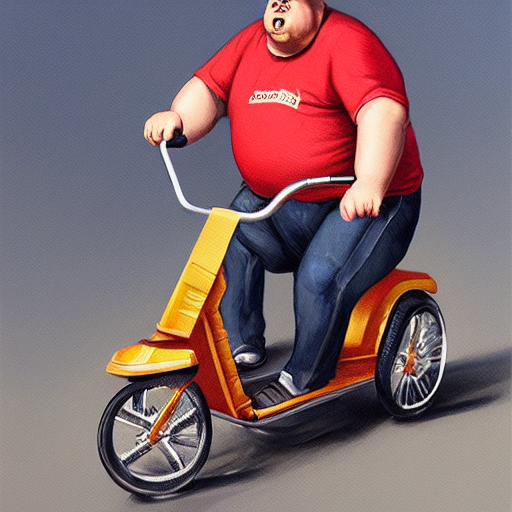 Fat Guy Riding A Scooter
