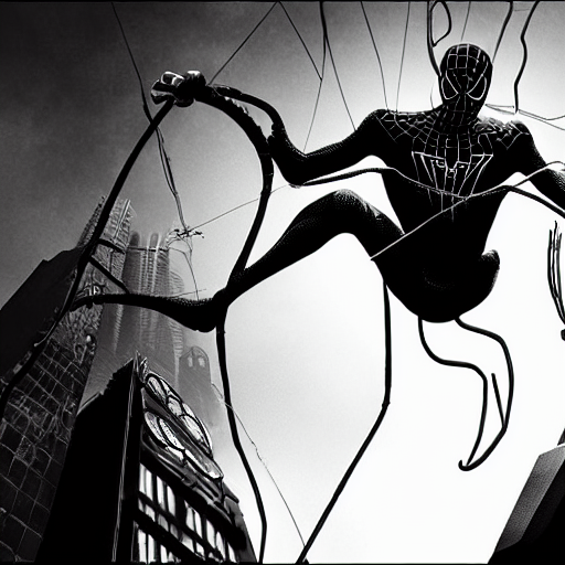 prompthunt: SpiderMan vs. Doctor Octopus in Sin City movie, incredibly  detailed, photorealistic, black and white, cinematic lighting, trending on  artstation, 4k, hyperrealistic