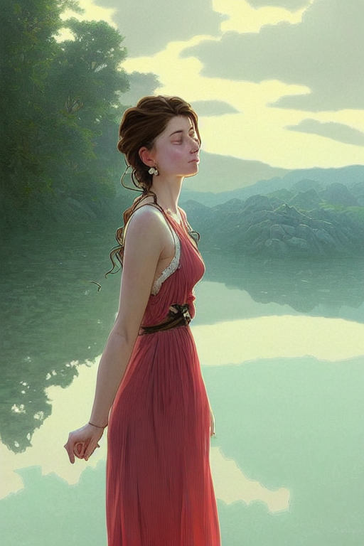 prompthunt portrait of a beautiful woman wearing a sundress at a