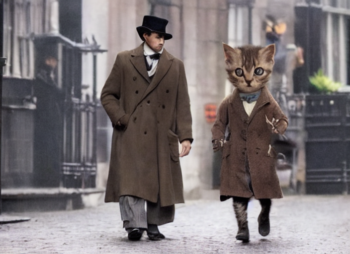 prompthunt film still if a cut kitten as sherlock holmes wearing