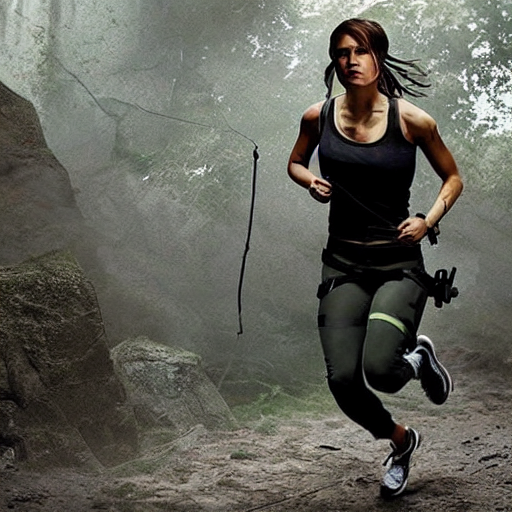 prompthunt: tomb raider running, Nike commercial