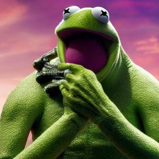 prompthunt: Kermit the frog as Thanos