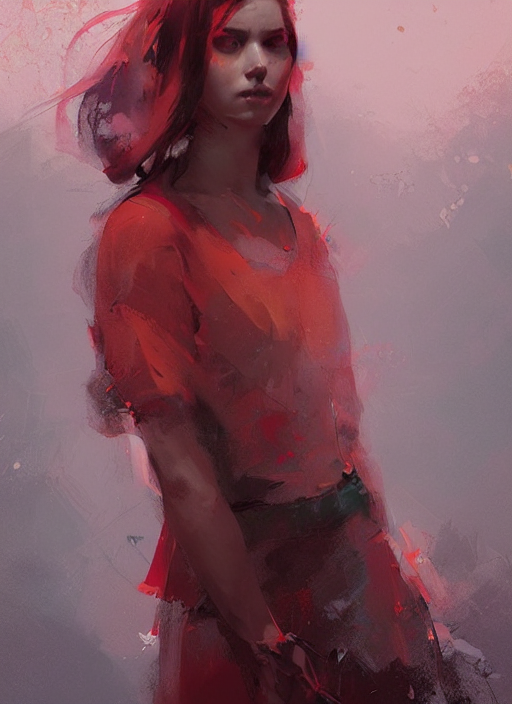 prompthunt: geshia girl, beautiful face, rule of thirds, intricate outfit, spotlight, concept red tones, digital painting, by greg by jeremy mann,