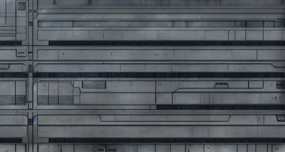 a flat texture building facade of an industrial scifi wall inspired by the matrix, star wars, ilm, beeple, star citizen halo, mass effect, starship troopers, elysium, the expanse, high tech industrial, Artstation Unreal