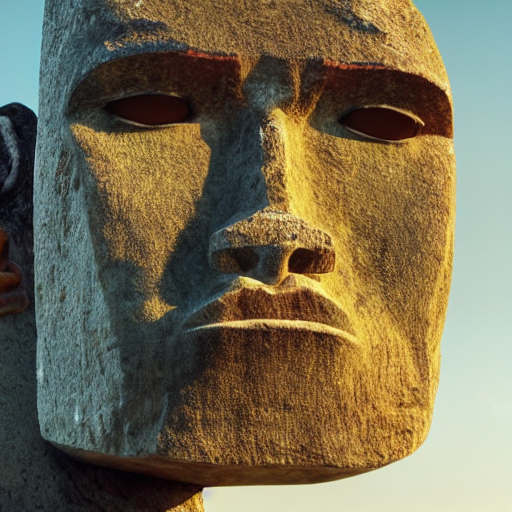 prompthunt worlds worst easter island statue with the face of the Rock