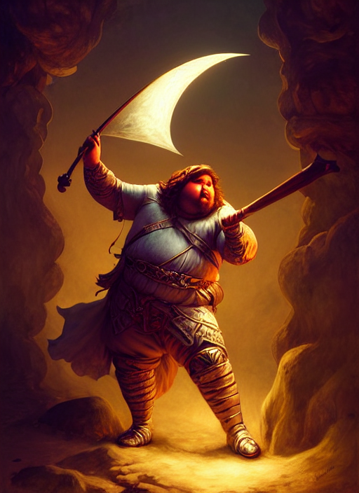 prompthunt fat male bard playing moon lute, full body, hyper