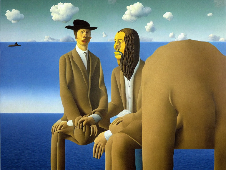 painting by rene magritte and salvador dali, high detail, high resolution