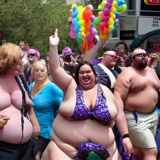 prompthunt: ugly fat woman pride parade