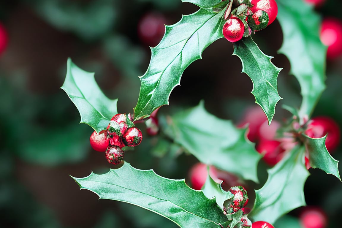 prompthunt: Christmas holly and ivy, photo-realistic, insanely detailed, dramatic lighting