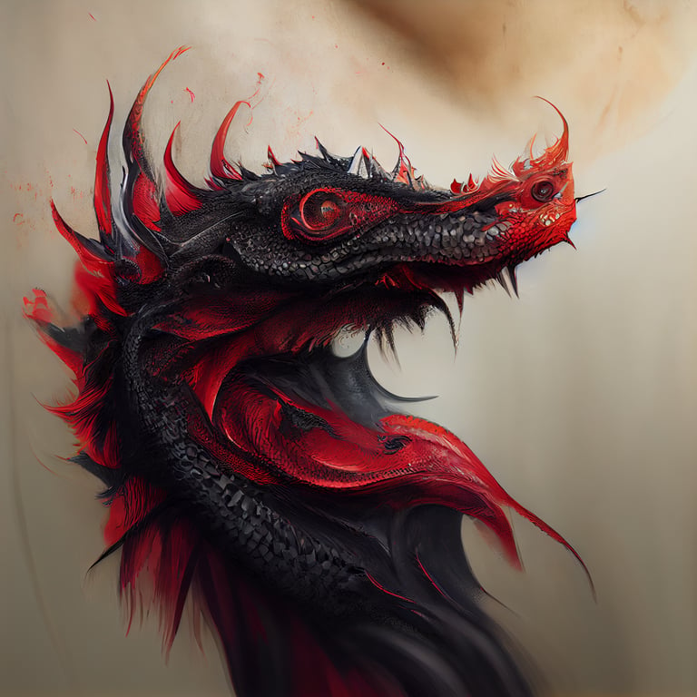 prompthunt: Ultra realistic half-length portrait, dragon, and red dragon, destruction