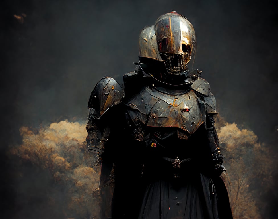 a soon to perish ironclad knight looking up with a vapid expression. cinematic, concept art,