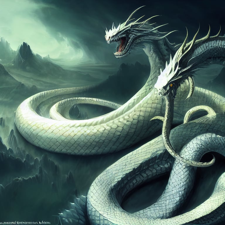 A terrible monster, white,fantasy art, concept art, dragon snake monster,4K