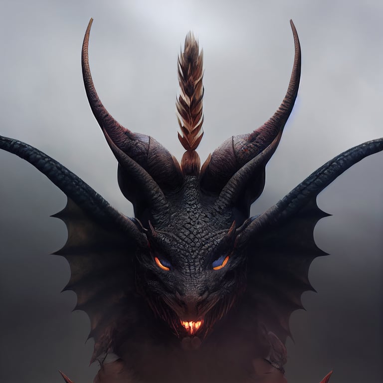 prompthunt: Anthropomorphic dragon with horns on her head and a tail,  concept art full body front view, photorealistic, octane render, unreal  engine, hyper detailed,