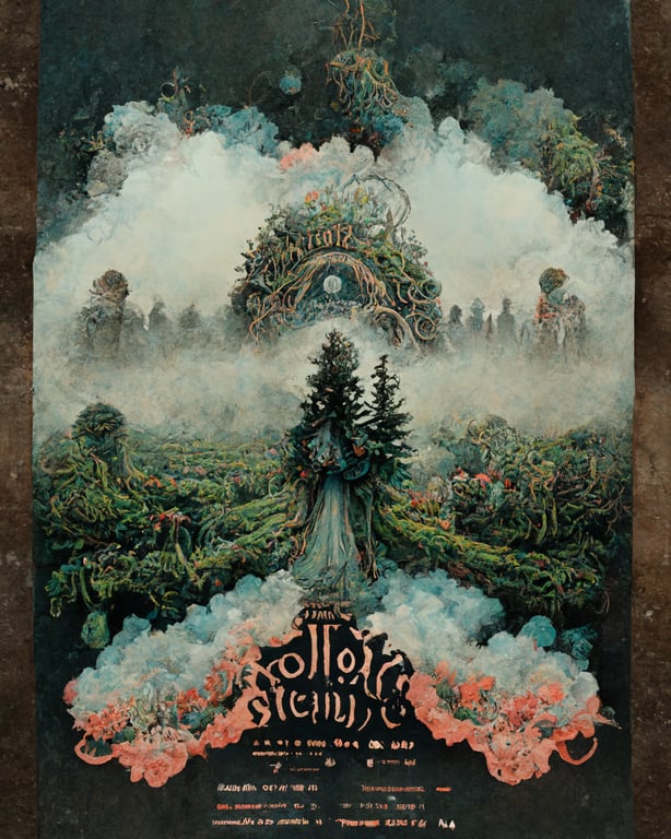 prompthunt: /imagine prompt:a highly detailed indie music poster for a  Stella Donnely tour, highly detailed, hand drawn, nature, mist