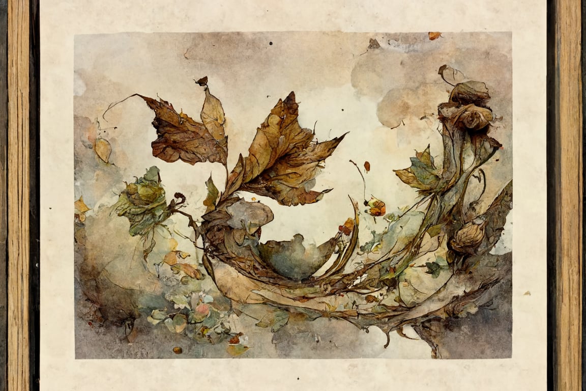 prompthunt: ar,graphic novel page Art Nouveau designs and borders by Jean-Baptiste  Monge, post processing, painterly, book illustration watercolor , Withered  Leaves , cloud,