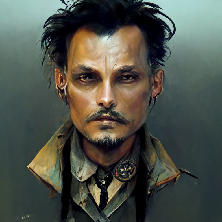 Character art, Johnny Depp, Dieselpunk,--ar 2:3