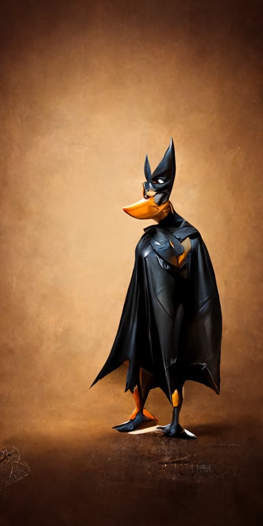 prompthunt: daffy duck as batman improvisation character design  photorealistic full view