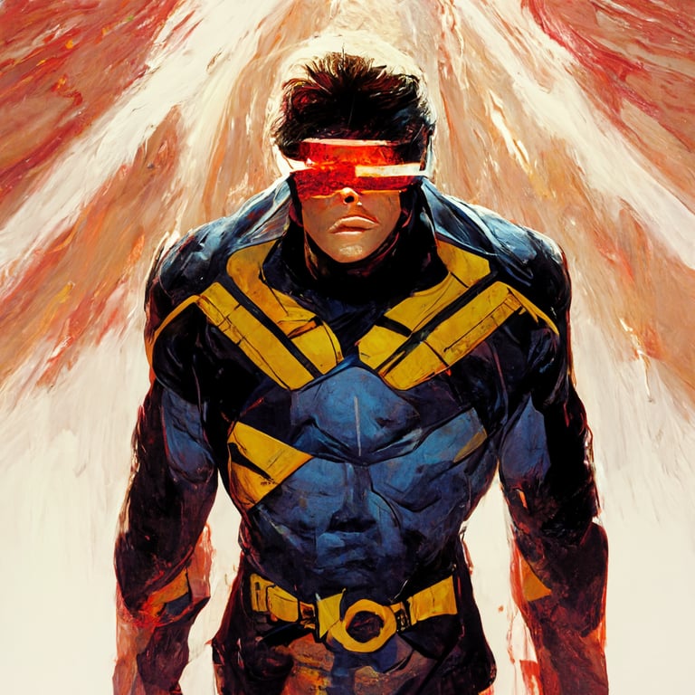 prompthunt: Cyclops from X-Men, optical blast, rule of thirds composition,  looking up, style of Jim Lee