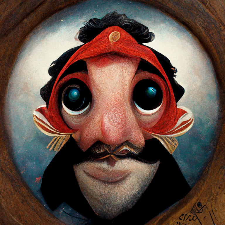 prompthunt: Captain Hook, extremely realistic fish eye lens