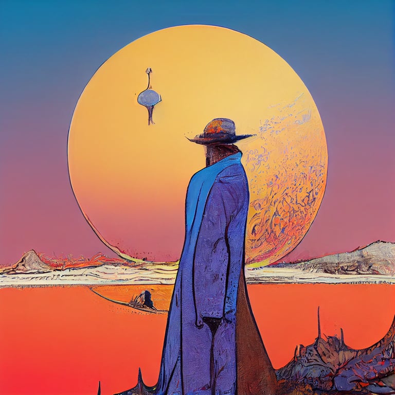 prompthunt style of Jean Giraud moebius art