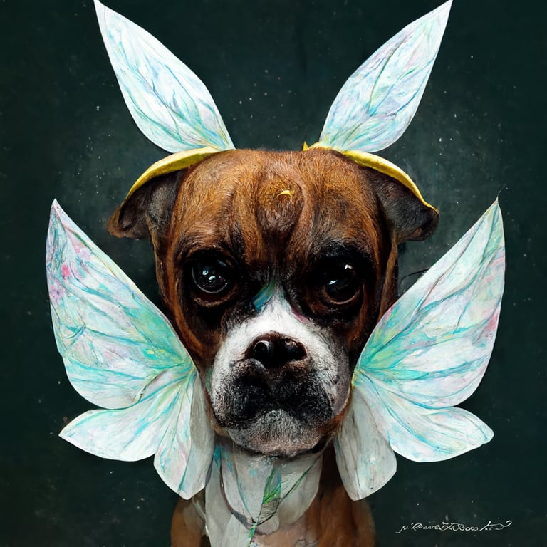 prompthunt: Lola the boxer dog as a fairy