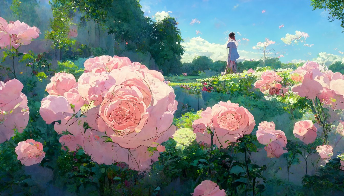Rose Path - Desktop Nexus Wallpapers | Summer art, Flower painting, Anime  scenery