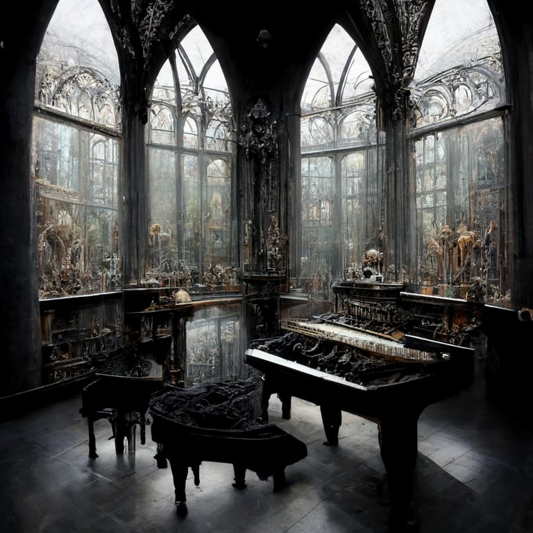 prompthunt: gothic,museum,in room,no human,piano,unreal