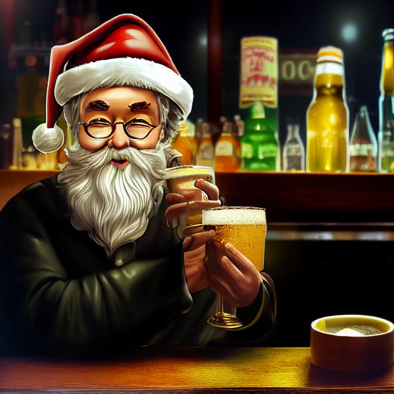 santa claus drinking beer